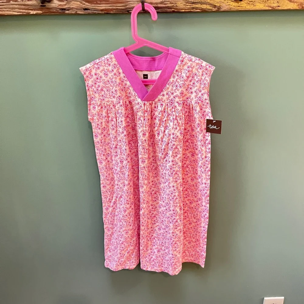 Tea Collection Kids Pink Floral V-Neck Sleeveless Dress Size 10